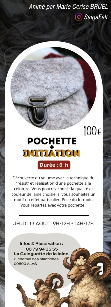 13 Août 2026 Atelier Laine Feutrée Pochette + initiation pochette